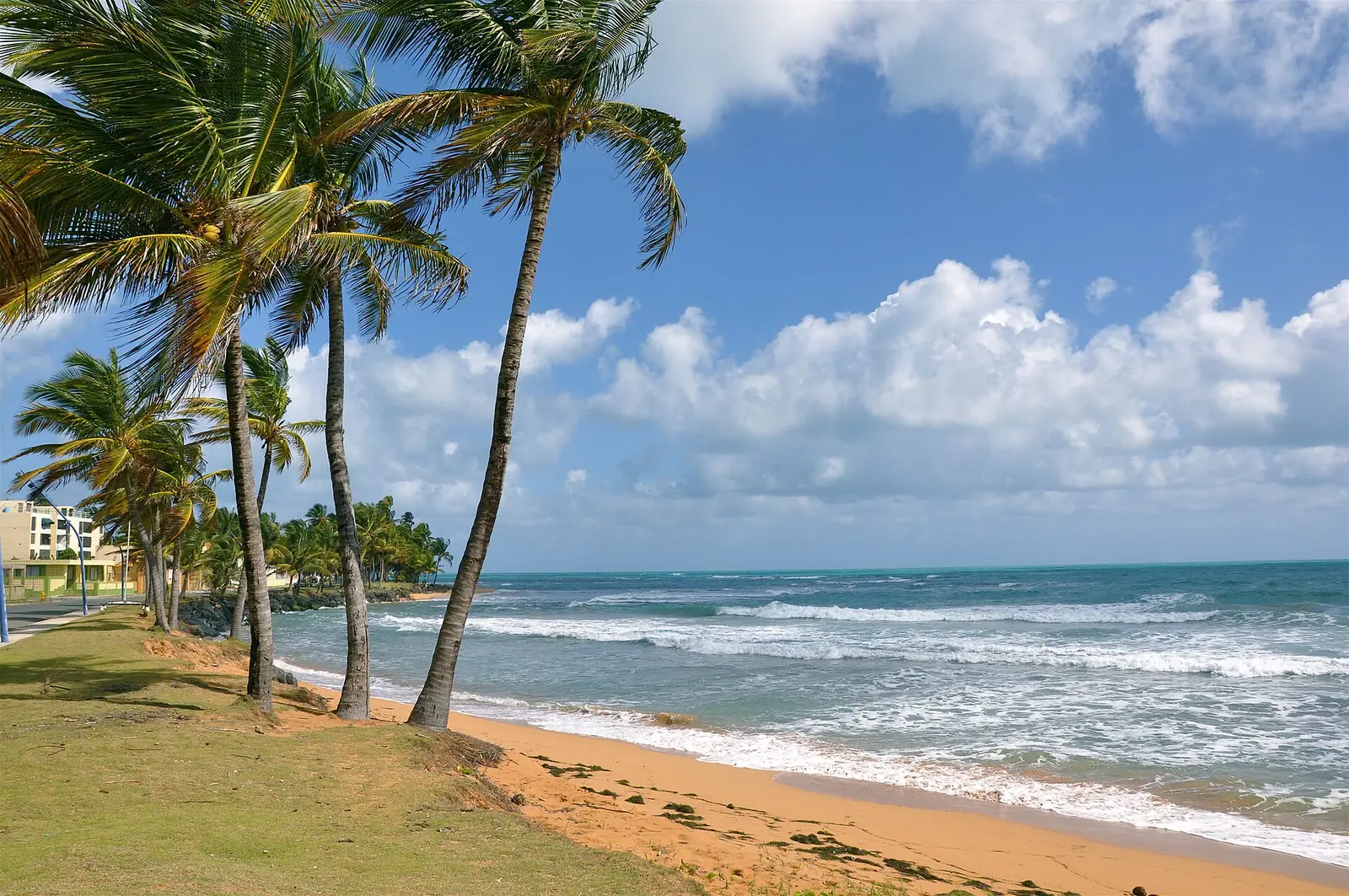 Beach and clear coastal water in Fajardo, Puerto Rico