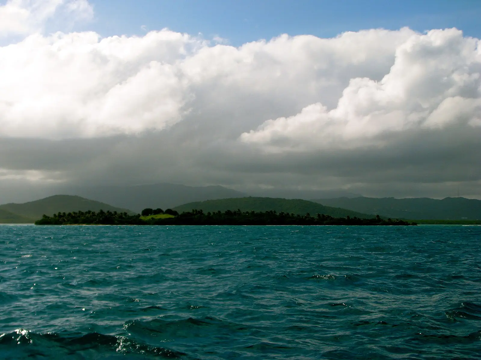 Sailing in turquoise water near Icacos off Fajardo, Puerto Rico